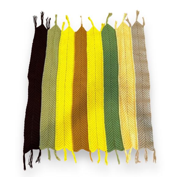 Handmade Crochet Throw Blanket Afghan Chevron Zig Zag Multicolor Stripe 50"x53" - Picture 5 of 16